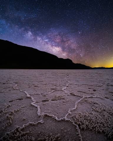 A view of the night sky over a desert