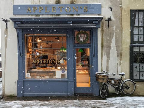 Traditional butchers in the snow