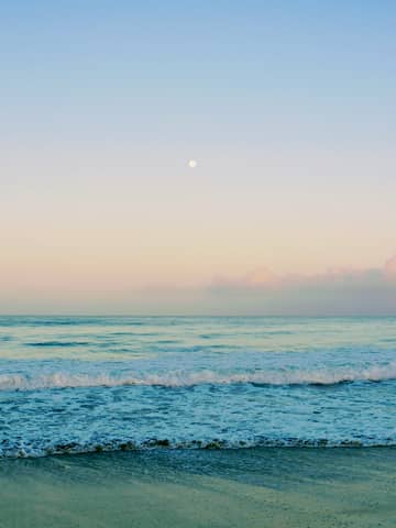 A view of the ocean from a beach