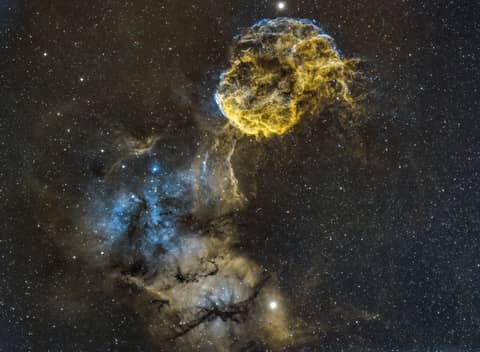 A beautiful nebula displays its cosmic dust.