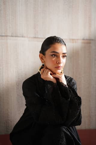                                  black lawn dress shoot by muneeb malhotra